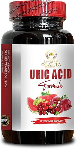 OLANTA TRADE SOLUTION - Fórmula de Limpeza de Ácido Úrico – Redução de Ácido Úrico, Controle de Ácido Úrico, Suplemento Herbal, Cardo Mariano, Cereja Azeda, Grãos de Café Verde, Ácido Cítrico, Semente de Aipo – 1 Frasco