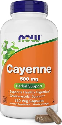 NOW Foods - Now Cayenne (Capsicum annuum) 500 mg, 360 Cápsulas Vegetais – Potente e Natural