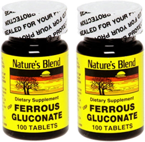Nature's Blend - Ferro Gluconato 100 Comprimidos (Pacote com 2)