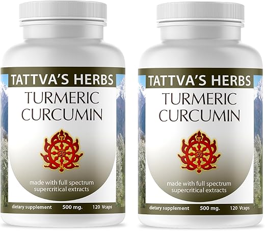 Tattva's Herbs - Tattva’s Herbs Curcuma Turmeric 500 mg, Suporte Antioxidante, Curcuma com Pimenta Preta para Absorção Avançada, 75%% Curcuminoides, 2 Pacotes, 240 g