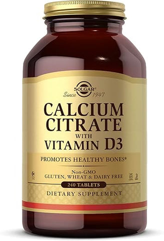SOLGAR - Solgar Cálcio Citrato com Vitamina D3, 240 Comprimidos – Promove Ossos Saudáveis