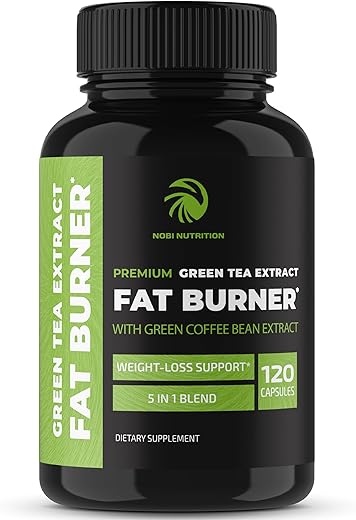 Nobi Nutrition - Pílulas de Emagrecimento com Chá Verde e Extrato de Café Verde | Queimador de Gordura Abdominal, Acelerador de Metabolismo
