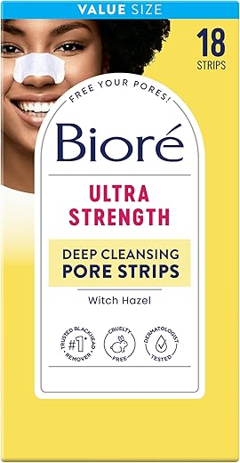 Witch Hazel Removedor de Cravos em Tiras para o Nariz, Limpa os Poros até 2x Mais que as Tiras Originais, Tecnologia C-Bond, Livre de Óleo, Não Comedogênico, 18 Unidades - Bioré