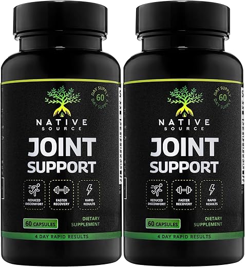 Native Source - Suplemento Suporte Articular Cúrcuma – Tamarindo – Boswellia – Extrato de Feno-Grego 4 Dias Resultados Rápidos – Fabricado nos EUA (60 Cápsulas (Pacote com 2))