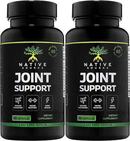 Native Source - Suplemento Suporte Articular Cúrcuma – Tamarindo – Boswellia – Extrato de Feno-Grego 4 Dias Resultados Rápidos – Fabricado nos EUA (60 Cápsulas (Pacote com 2))
