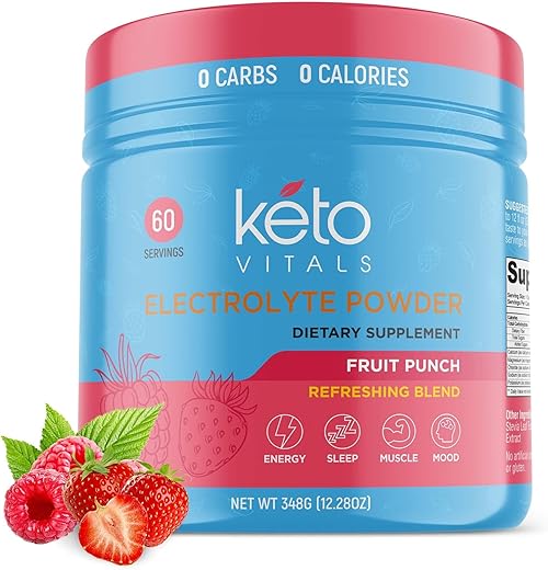 Pó de Eletrólitos Keto | Eletrólitos Amigáveis ao Keto com Potássio, Magnésio, Sódio, Cálcio | Mistura Energética de Bebida de Eletrólitos Keto | Sem Açúcar, Zero - Keto Vitals