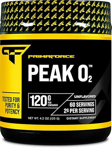 Primaforce - PrimaForce Peak O2 – Suplemento para Treino, 120g – Mistura Exclusiva, Sem OGM, Vegano e Livre de Glúten