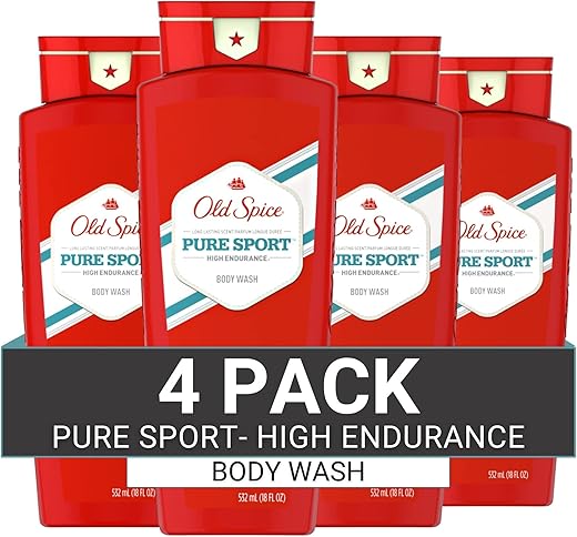 Body Wash High Endurance para Homens, Fragrância Pure Sport, 532 mL (Pack com 4) - Old Spice