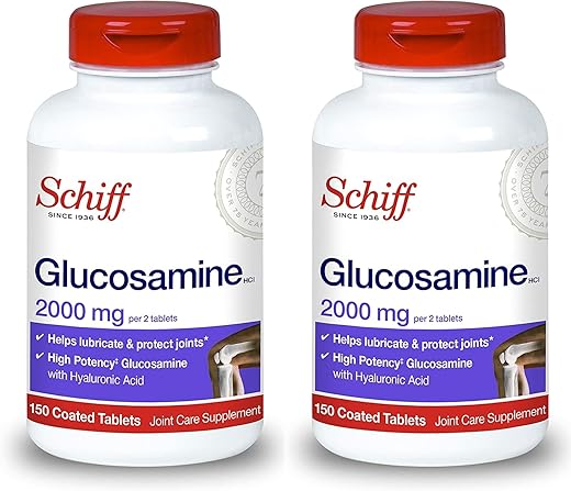 Glucosamina com Ácido Hialurônico, 2000mg, Suplemento para Cuidados das Articulações Ajuda a Lubrificar - Schiff