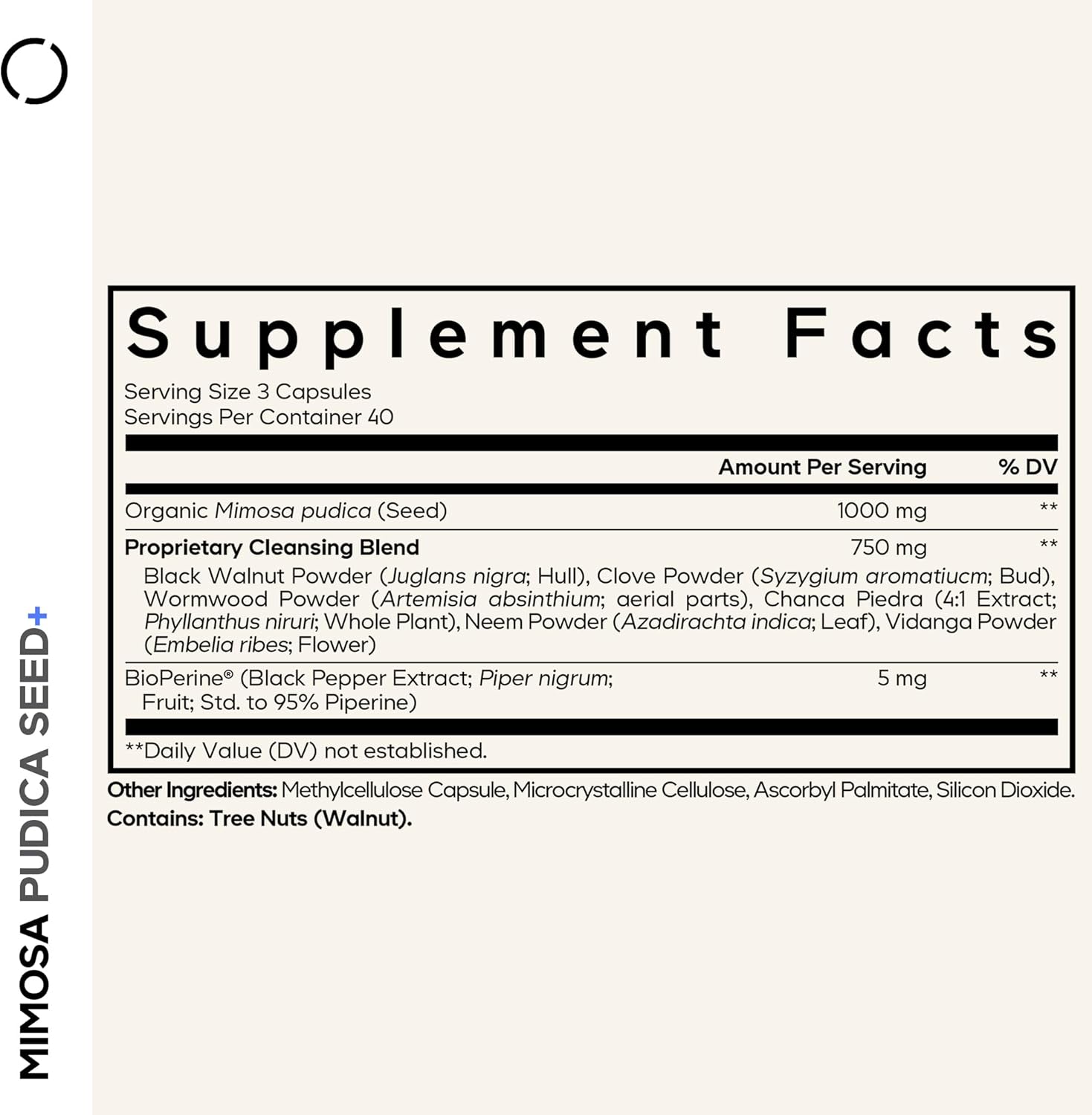 Codeage Organic Mimosa Pudica Seed Capsules - Mimosa Pudica Seeds Supplement - Black Walnut, Cloves, Vidanga, Neem, BioPerine - All in One - Sensitive Plant Pills - Non-GMO & Vegan - 120 Capsules