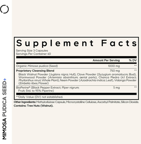 Codeage Organic Mimosa Pudica Seed Capsules - Mimosa Pudica Seeds Supplement - Black Walnut, Cloves, Vidanga, Neem, BioPerine - All in One - Sensitive Plant Pills - Non-GMO & Vegan - 120 Capsules