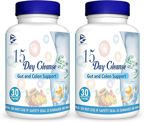 HAIION - 15 Dias de Limpeza Intestinal, Cápsulas Dissolventes para Limpeza Intestinal de 15 Dias, Limpeza Natural para Emagrecimento, Limpeza Intestinal para Homens e Mulheres, Suporte à Limpeza