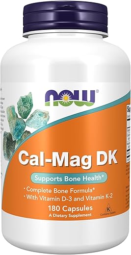 Suplementos, Cal-Mag DK com Vitamina D-3 e Vitamina K-2, Suporte à Saúde Óssea, 180 Cápsulas - NOW Foods