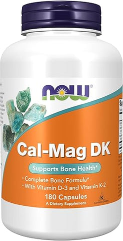 Suplementos, Cal-Mag DK com Vitamina D-3 e Vitamina K-2, Suporte à Saúde Óssea, 180 Cápsulas - NOW Foods