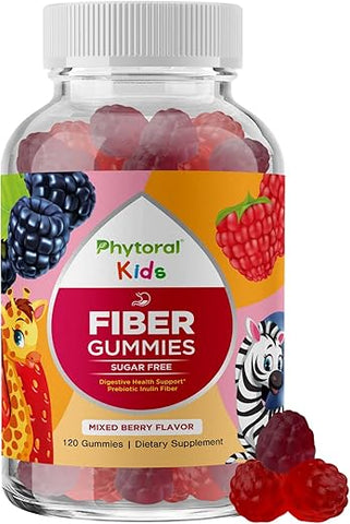 Phytoral - Gomas de Fibra Sem Açúcar para Crianças – Deliciosas e Nutritivas Gomas de Fibra para Crianças, Suplemento Sem Açúcar para Suporte Digestivo e Imunológico – Vegano, Kosher, Sem Glúten, Rico em Fibras (ML/G)