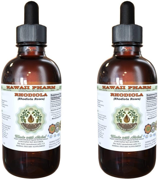 Rhodiola Rosea Líquido Extrato Glicerinado de Raiz Seca, Orgânico, Hawaii Pharm, EUA 2×120 ml