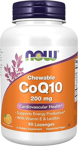CoQ10 200 mg – Grau Farmacêutico, Forma All-Trans produzida por Fermentação – 90 Pastilhas - NOW Foods