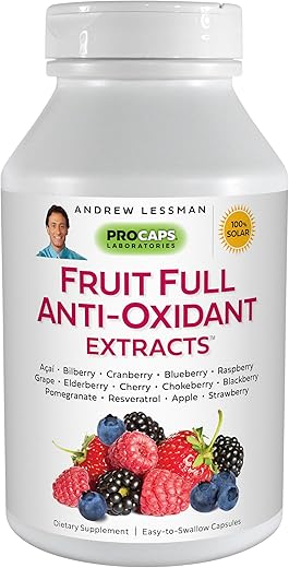 Extrato de Antioxidantes de Frutas 360 Cápsulas – 14 Extratos Naturais de Frutas e Bagas. Mirtilo, Cranberry, Semente de Uva, Romã, Resveratrol e Mais. Fácil de - ANDREW LESSMAN