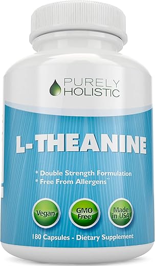 L-Theanine 200mg (Dupla Potência), 180 Cápsulas Veganas, 6 Meses de Fornecimento, Não Transgênico - Purely Holistic