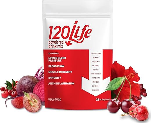 120LIFE - 120/Life – Mistura em Pó de Beterraba Orgânica com Romã, Cranberry, Cereja Azeda, Hibisco e Magnésio (28 Porções) – Suporte para Pressão Arterial