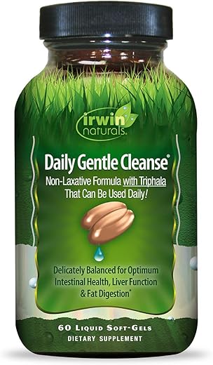 Daily Gentle Cleanse – Fórmula Não-Laxante com Triphala – 60 Cápsulas Líquidas - Irwin Naturals