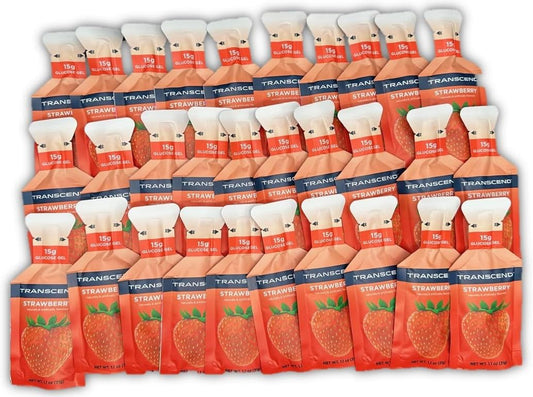 Vitonus - Transcend Gel de Glicose Sabor Morango, 30 Pacotes de 1,1 Onças em Bolsa da Marca, 15g de Glicose de Ação Rápida por Pacote