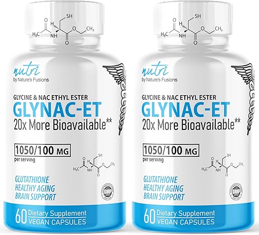 Nature's Fusions - GlyNAC-ET: Suplemento NAC de N-Acetil Cisteína Etil Éster – 20x Mais Biodisponível Que o Suplemento GlyNAC – Glicina