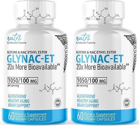 Nature's Fusions - GlyNAC-ET: Suplemento NAC de N-Acetil Cisteína Etil Éster – 20x Mais Biodisponível Que o Suplemento GlyNAC – Glicina