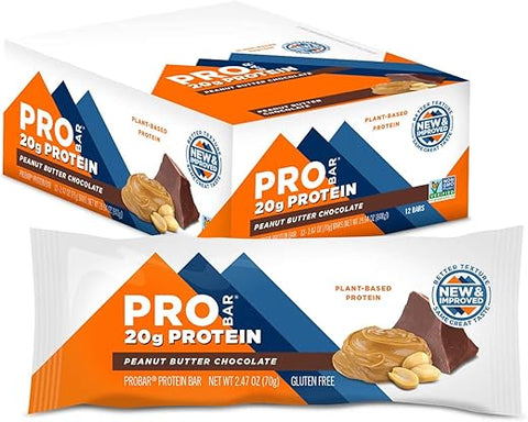 Probar - PROBAR – Barra de Proteína, Manteiga de Amendoim Chocolate, Sem OGM, Sem Glúten, Saudável, Ingredientes à Base de Plantas, Energia Natural (12 Unidades)