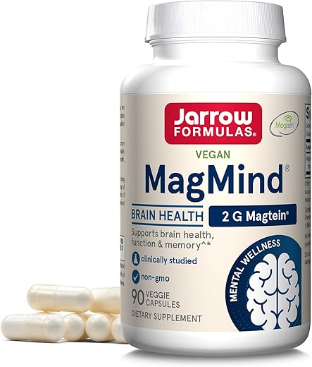 MagMind: Suplemento para Saúde Cerebral com Magtein (Magnésio L-Treonato), Suporte à Memória e Cérebro, 90 Cápsulas, 30 Dias de Fornecimento - Jarrow Formulas