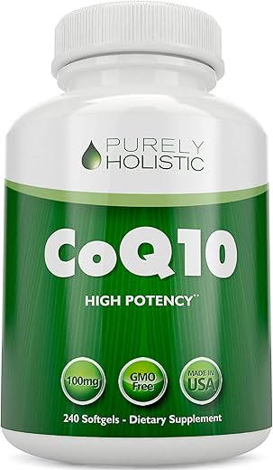 CoQ10 100mg – 240 SoftGels – 8 Meses de Fornecimento – Suplemento Ubiquinona Coenzima Q10 – com Azeite de Oliva Orgânico – Livre de Soja – Co Q 10 – Fabricado nos EUA - Purely Holistic