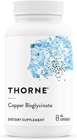THORNE - Thorne Copper Bisglycinate – Suplemento Mineral Traço de Alta Absorção – 60 Cápsulas