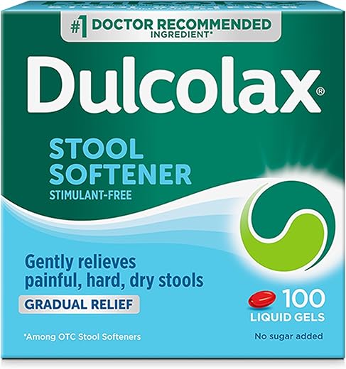 Cápsulas de Gel Líquido Laxante, Alívio Suave da Constipação para Fezes Duras e Secas, Docusato de Sódio 100 mg, 100 Unidades - Dulcolax