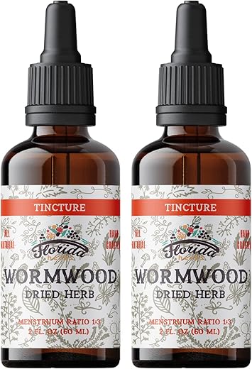 FLORIDA HERBS - Tintura Orgânica de Artemísia – Limpeza Intestinal e Digestiva Natural – Extrato de Erva de Artemísia para Desintoxicação – Fabricado nos EUA – 60 ml (Artemísia – 2 x 60 ml)