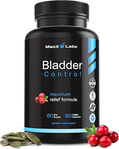 MaxX Labs - Suplemento Controle da Bexiga – Cápsulas para Controle da Bexiga Hiperativa – Potente Mistura de Óleo de Semente de Abóbora, Extrato de Cranberry – Marca em Destaque