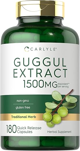 Extrato de Guggul 1500mg | 180 Cápsulas | Suplemento de Guggulsterona | Livre de OGM e Glúten | Carlyle Guggul Extract 1500mg | 180 Cápsulas | Guggulsterone Supplement | Não-OGM e Livre de Glúten - Carlyle