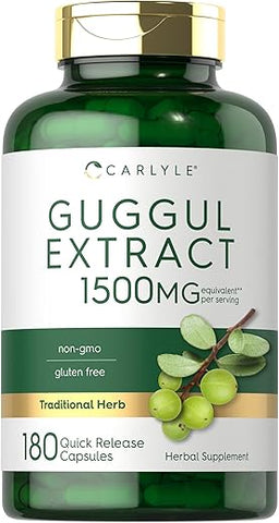 Extrato de Guggul 1500mg | 180 Cápsulas | Suplemento de Guggulsterona | Livre de OGM e Glúten | Carlyle Guggul Extract 1500mg | 180 Cápsulas | Guggulsterone Supplement | Não-OGM e Livre de Glúten - Carlyle