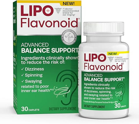 Balance Support: Reduz Risco de Sintomas de Vertigem, Tontura e Desiquilíbrio Relacionados à Saúde do Ouvido Interno (30ct) - Lipo-Flavonoid