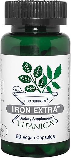 Iron Extra: Suplemento de Ferro com Absorção Aprimorada, Vitamina C 500mg, Metilfolato 400mcg, Vitamina B12 500mcg, Cálcio, Erva-dos-docks, Raiz de Dente-de-leão - Vitanica