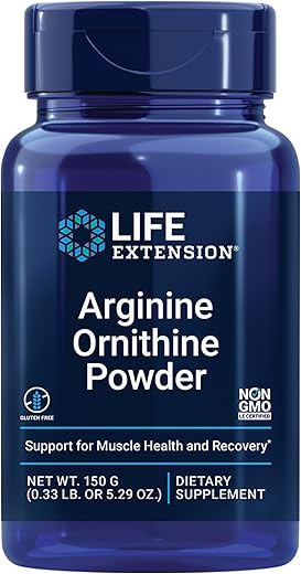 Arginine Ornithine em Pó, Promove Saúde Muscular – 100g - Life Extension