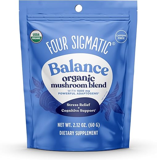 Mix Balance Adaptogen e Cogumelo | Suplemento Adaptogênico com Ashwagandha, Moringa, Manjericão Sagrado, Reishi, Chaga e Mais | Alívio Natural do Estresse e Reforço Imunológico - Four Sigmatic