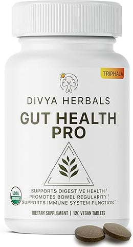 Divya Herbals - Suplemento Gut Health Pro | Comprimidos Orgânicos de Triphala 600mg | Detox Intestinal para Mulheres