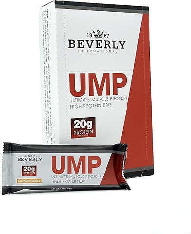 UMP Barras de Alta Proteína – Amêndoa e Mel, 20g de Proteína, 8g de Fibra. Ingredientes Gourmet Naturais. Barra Livre de Soja, 12 Unidades - Beverly International