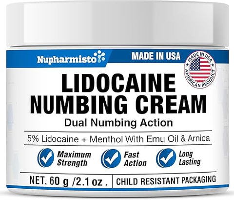 Nupharmisto - Creme Anestésico Lidocaína Máxima Potência: Alívio Extra com Mentol, Arnica e Óleo de Emu – 60g