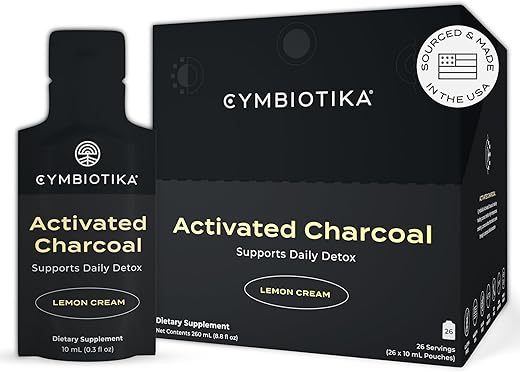 Suplemento líquido CYMBIOTIKA de Carvão Ativado com Vitamina E para Saúde Intestinal