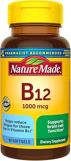 Vitamina B12 1000 mcg – Suporte para Metabolismo Energético – 90 Softgels - Nature Made