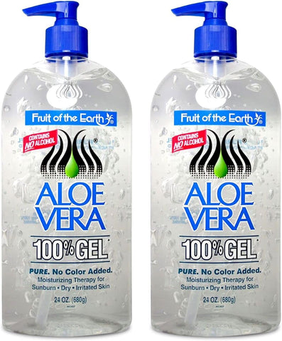 Fruit of the Earth - Gel de Aloe Vera 100% da Fruit Of The Earth com Tocopheryl Acetate, DMDM Hydantoin, Tetrasodium EDTA, Carbomer, Gel de Aloe Vera, Triethanolamine, Diazolidinyl Urea, 720 ml (2 unidades)