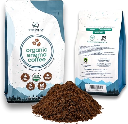 PE Premium Enema - Café Orgânico PE Premium para Enemas (454g) Torra Leve, Moagem Média. Ideal para Limpeza do Fígado, Limpeza do Cólon, Enemas de Café Gerson
