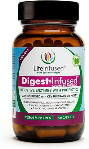 Suplemento Digestivo Premium – 21 Enzimas à Base de Plantas, Proteases, Bromelina, Amilase, Papaína – Probióticos, 72 Minerais Essenciais - Life Infused